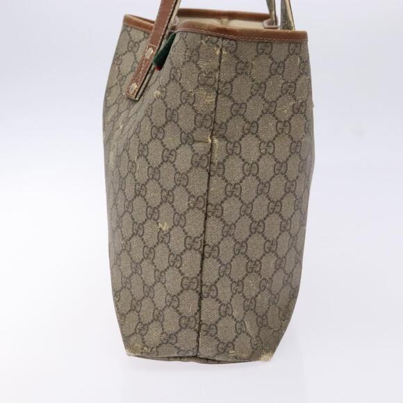 GUCCI GG Supreme Web Sherry Line Tote Bag Pvc Beige Red - Picture 5 of 13